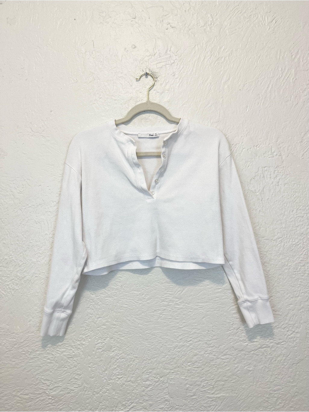 Aritzia Wilfred Cropped Henley Top White Xs